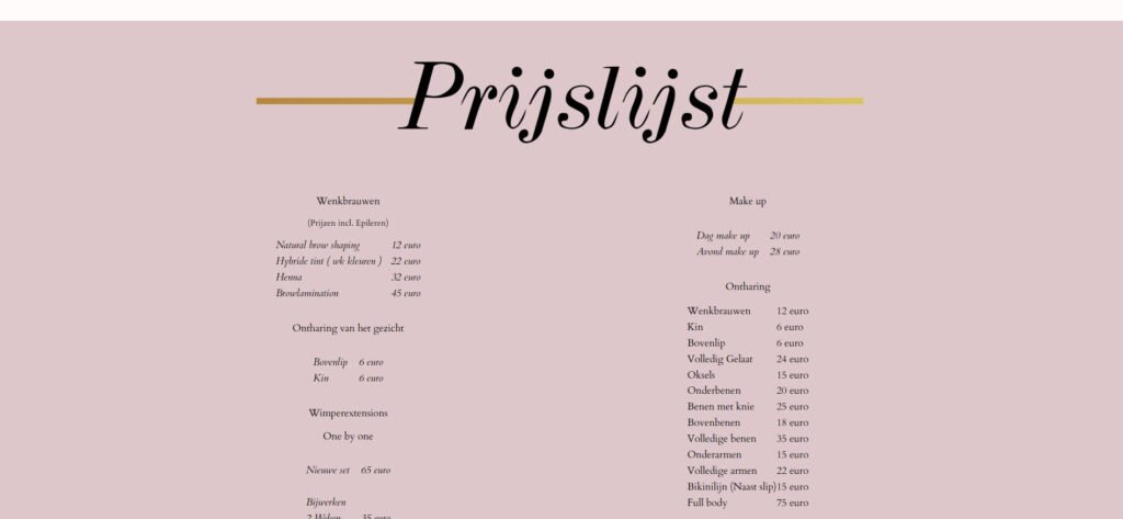 beyoutiful prijslijst